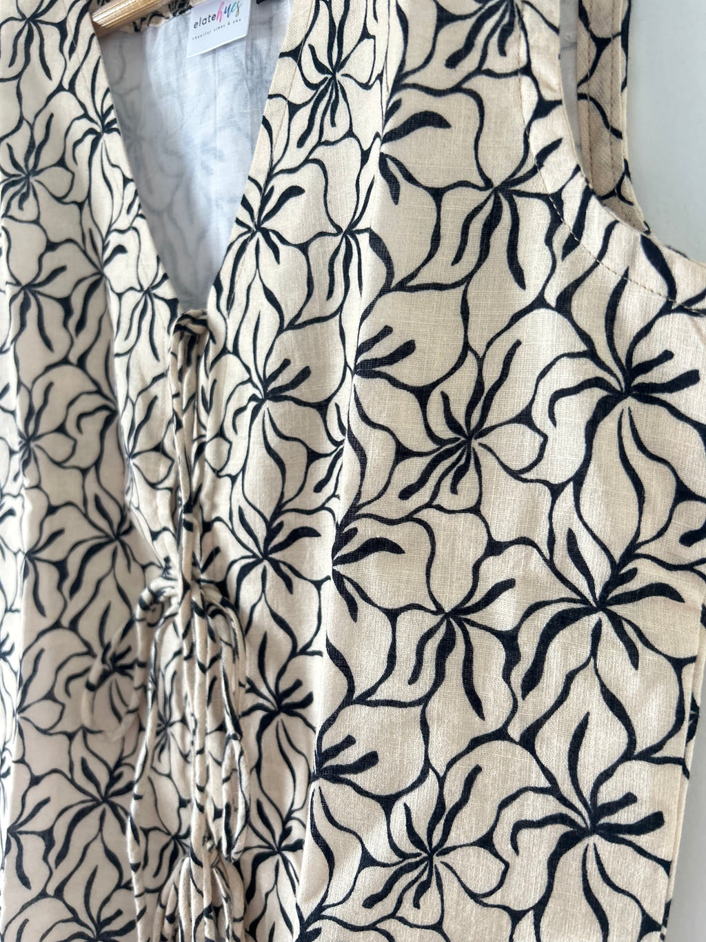 Beige Black Florals Women Waistcoat