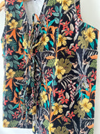 Black Wild Florals Corduroy Women Waistcoat