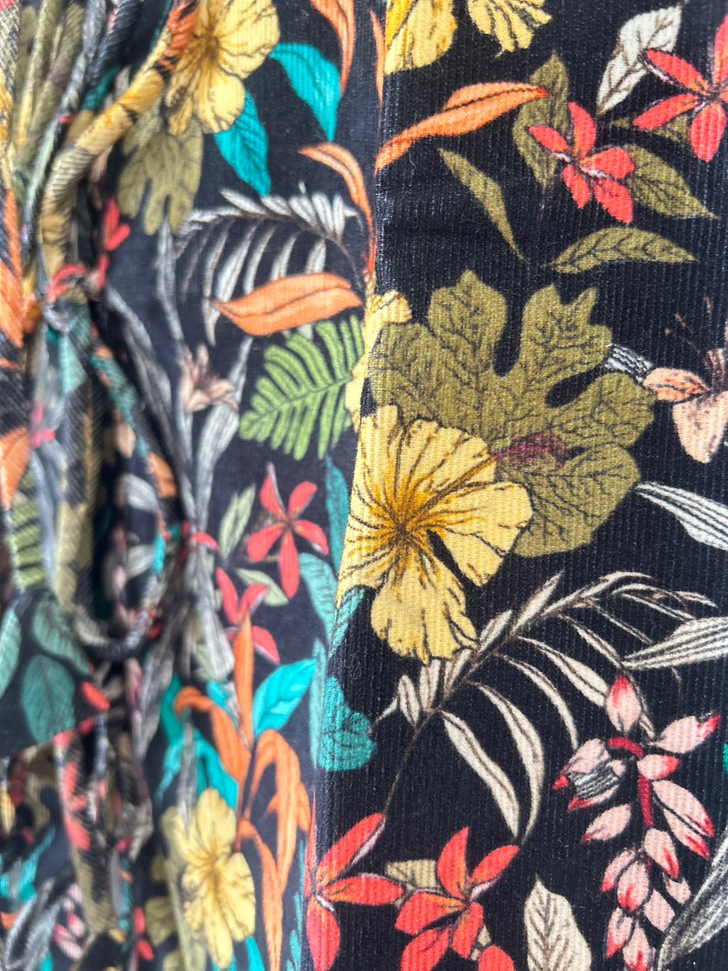 Black Wild Florals Corduroy Women Waistcoat
