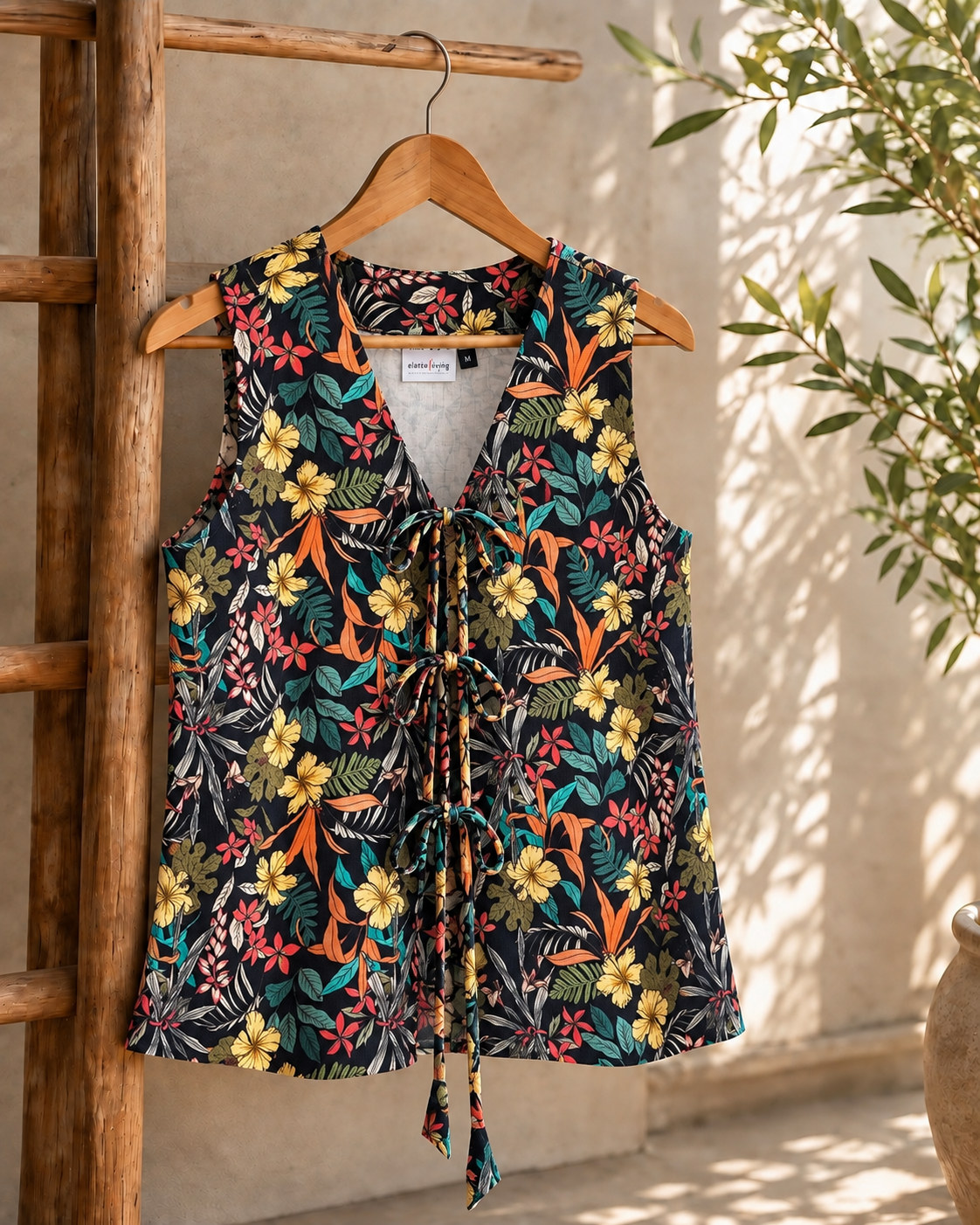 Black Wild Florals Corduroy Women Waistcoat
