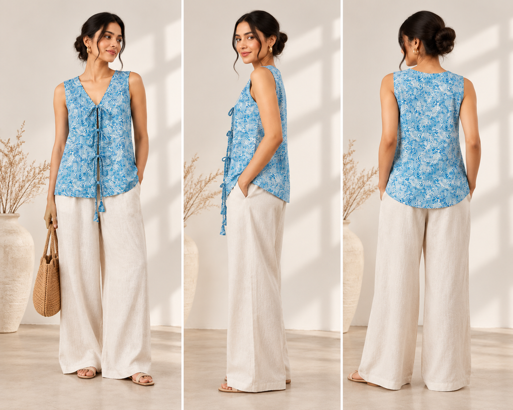Blue Waves Women Waistcoat