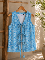Blue Waves Women Waistcoat