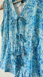 Blue Waves Women Waistcoat