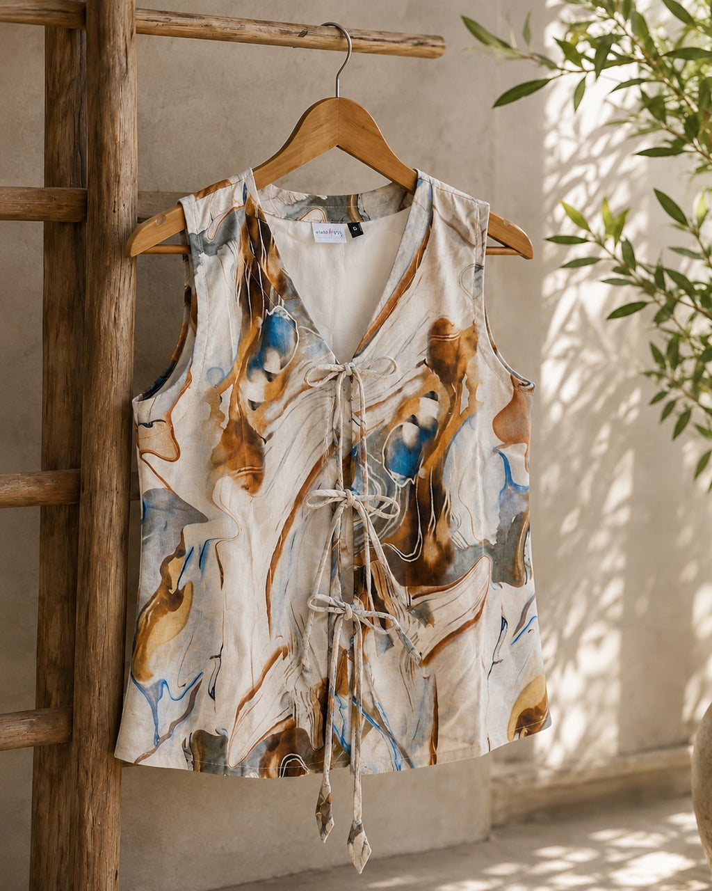 Earthy Marble Women Waistcoat