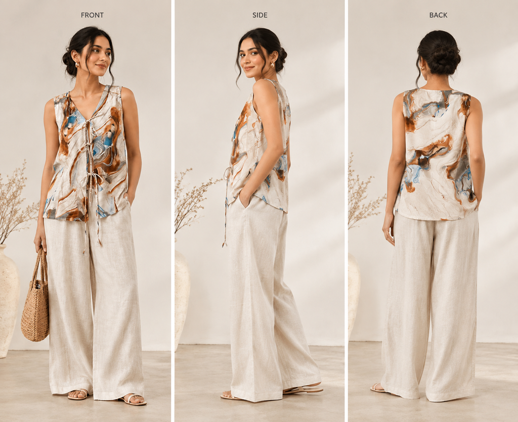 Earthy Marble Women Waistcoat