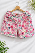 Floral Daydream Women Floral Regular Fit Easy Pull On Corduroy Cotton Shorts