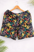 Garden Reverie Women Floral Regular Fit Easy Pull On Corduroy Cotton Shorts