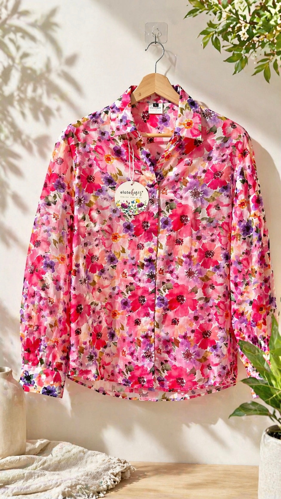 Garden Reverie Women Floral Regular Fit Cotton Airjet Shirt