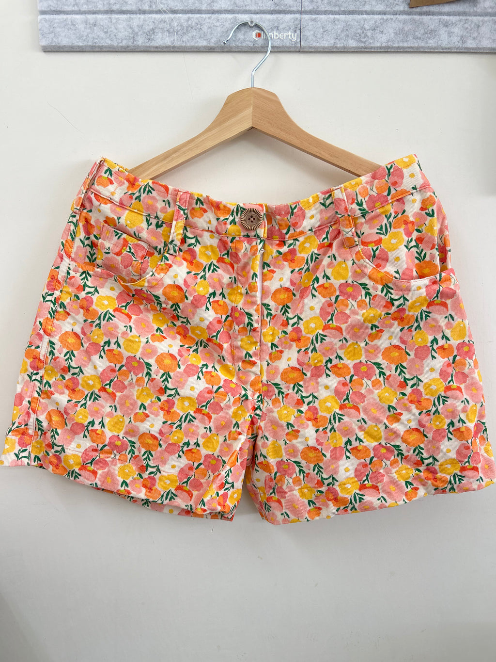 Marigold Muse Women Floral Regular Fit Easy Pull On Corduroy Cotton Shorts