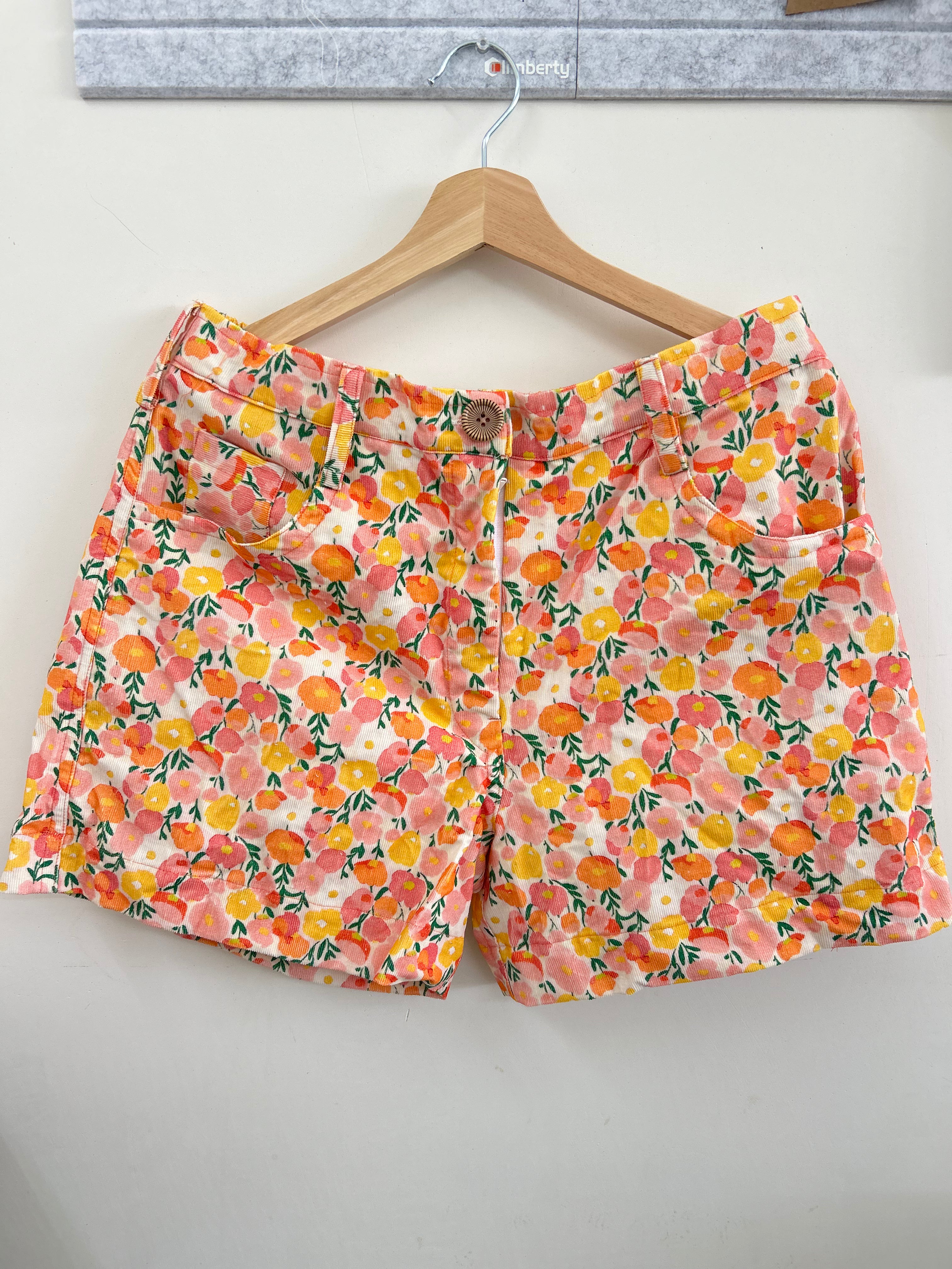 Marigold Muse Women Floral Regular Fit Easy Pull On Corduroy Cotton Shorts