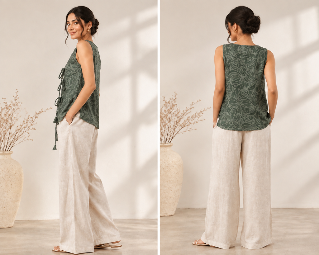Olive Green Petals Women Waistcoat