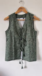 Olive Green Petals Women Waistcoat