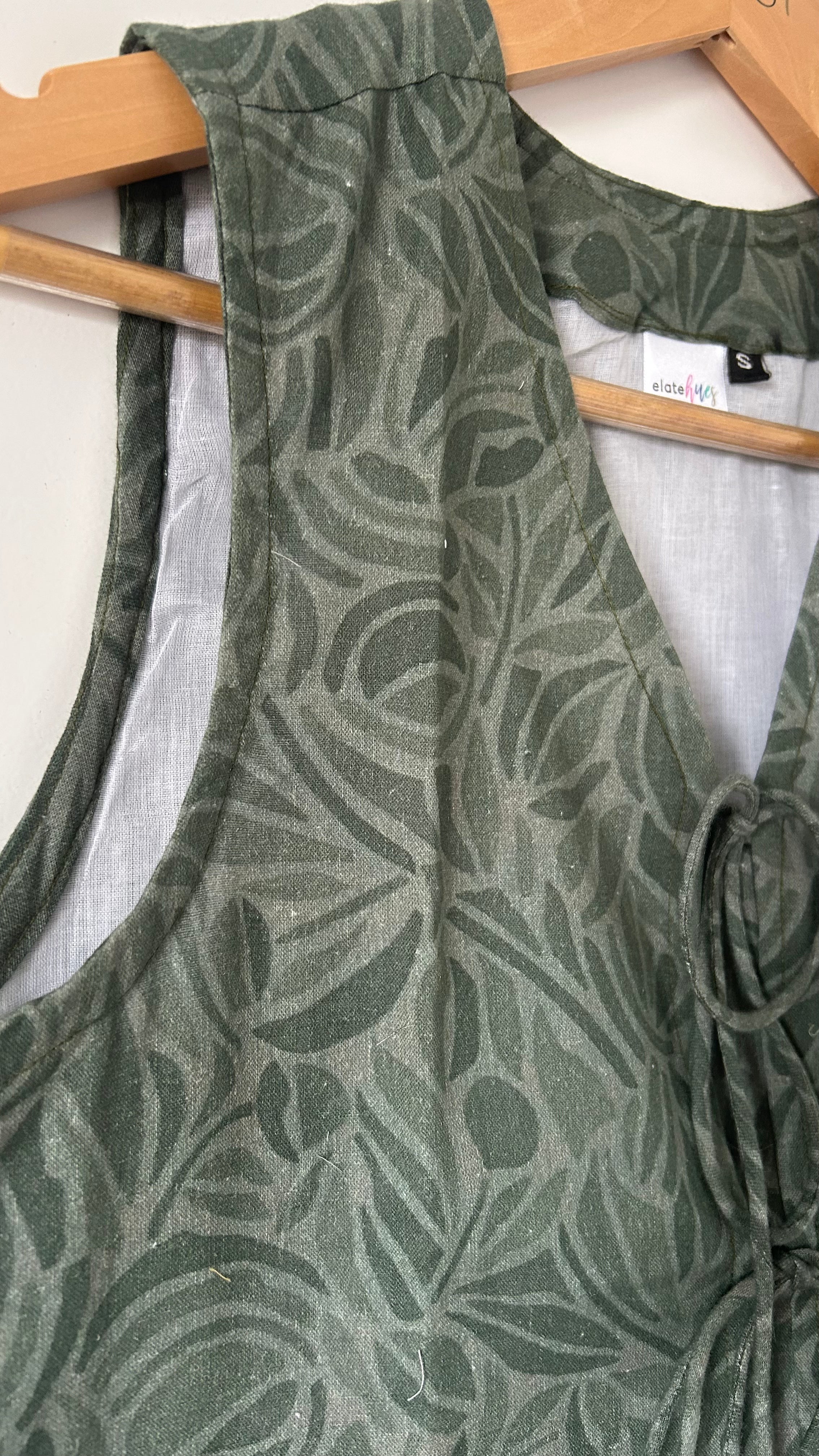 Olive Green Petals Women Waistcoat