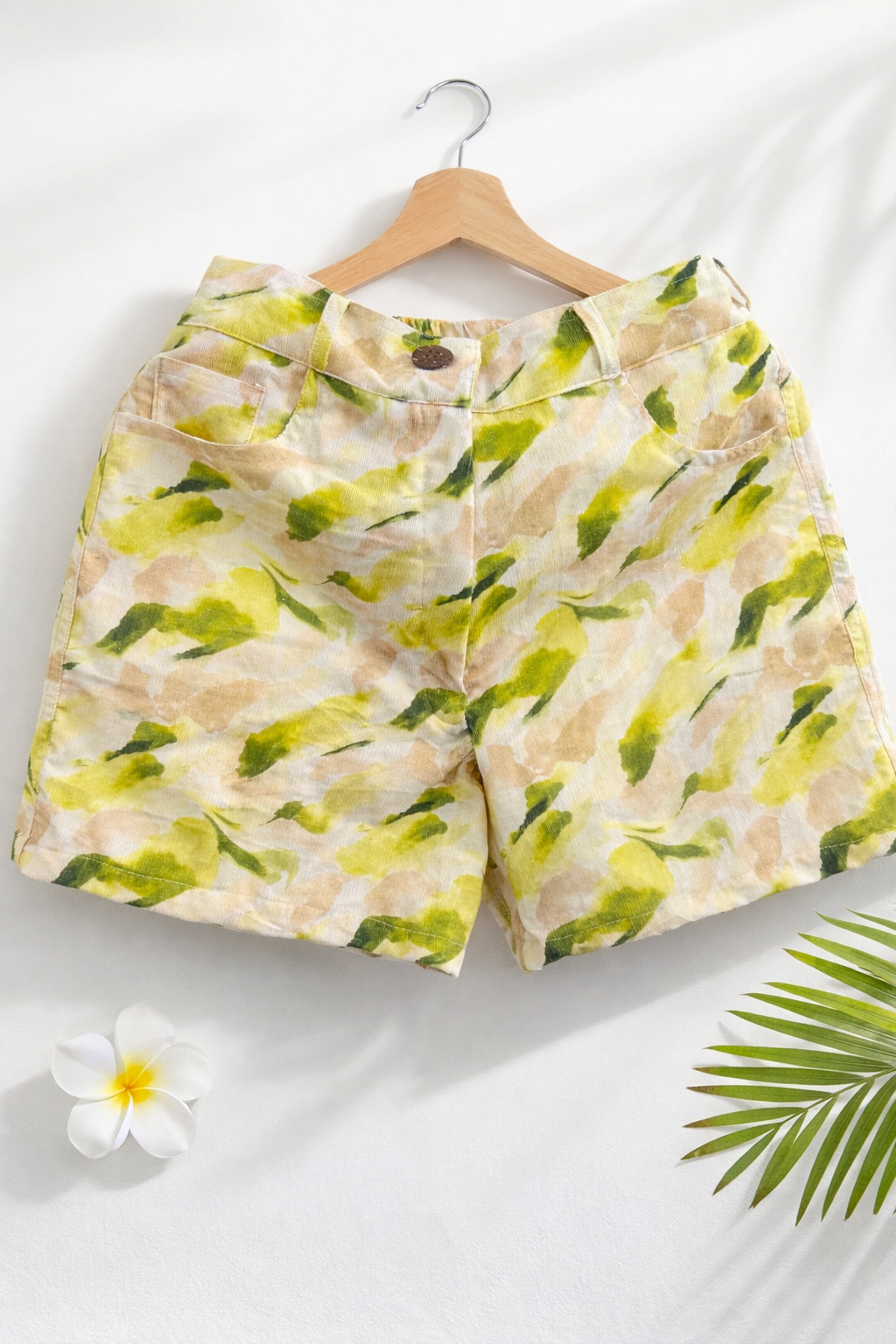 Poppy Picnic Women Floral Regular Fit Easy Pull On Corduroy Cotton Shorts