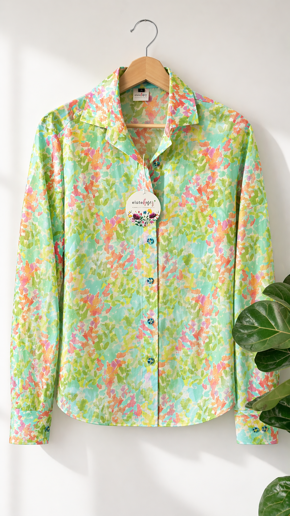 Green Summer Women Abstract Regular Fit Cotton Airjet Shirt