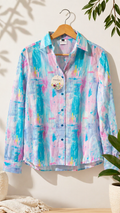 Beachy Blue Waves Women Regular Fit Cotton Airjet Shirt