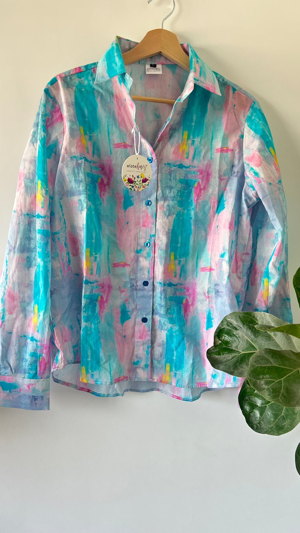 Beachy Blue Waves Women Regular Fit Cotton Airjet Shirt