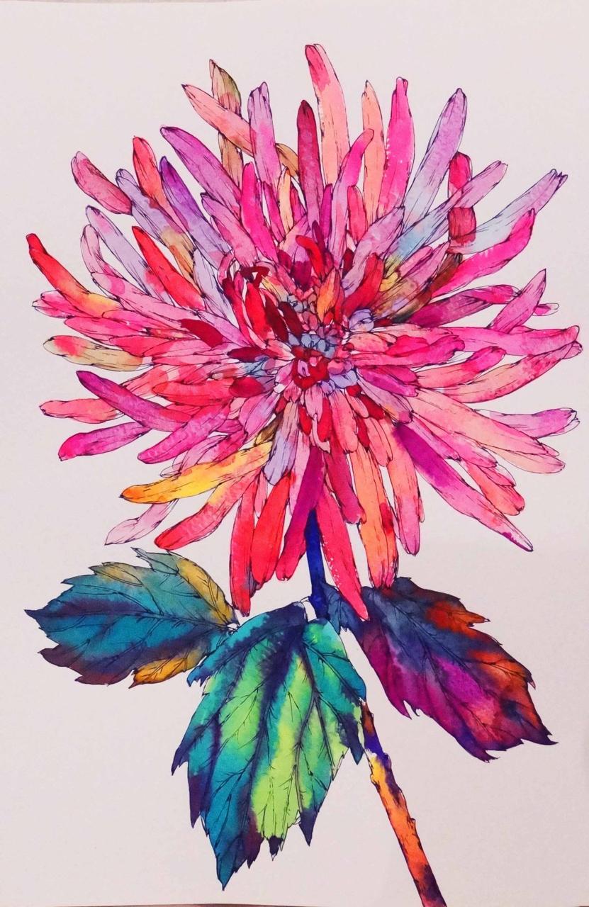 Watercolor floral artwork